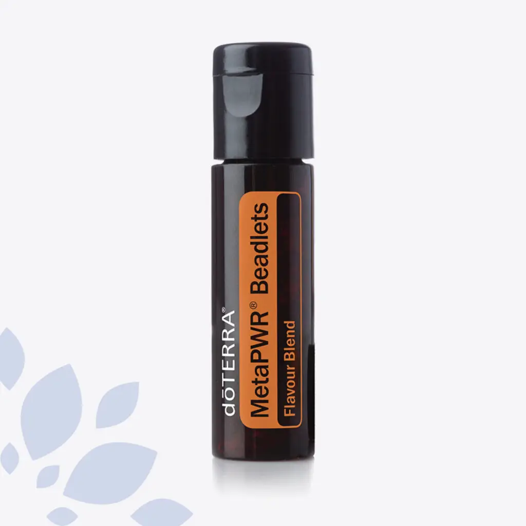 dōTERRA MetaPWR Beadlets bottle, featuring a flavour blend designed for convenient metabolic support.