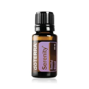 dōTERRA Serenity 15 mL Restful Blend essential oil bottle on a white background.